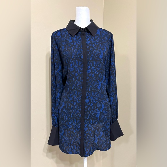 Christian Siriano Tops - Christian Siriano Black and Blue Textured Dress